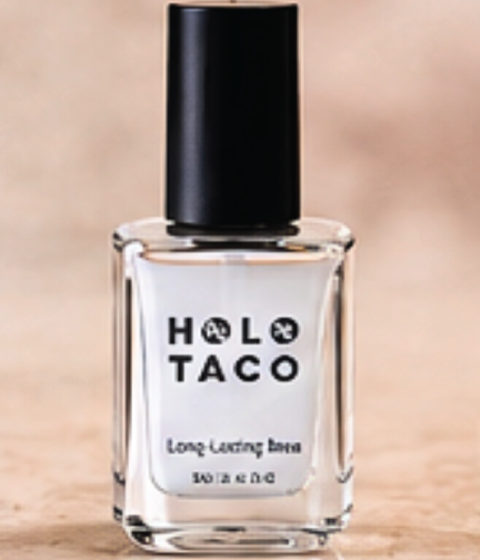 Holo Taco Long-Lasting Base bottle with black cap and clear formula