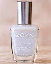 Zoya Get Even ridge filling basecoat bottle with silver cap and milky white formula